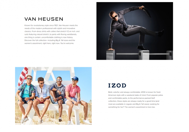 VAN HEUSEN- wordpress sites 2018