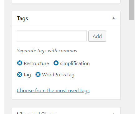 Adding WordPress Tags