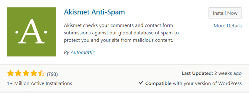 Akismet Plugin Installation