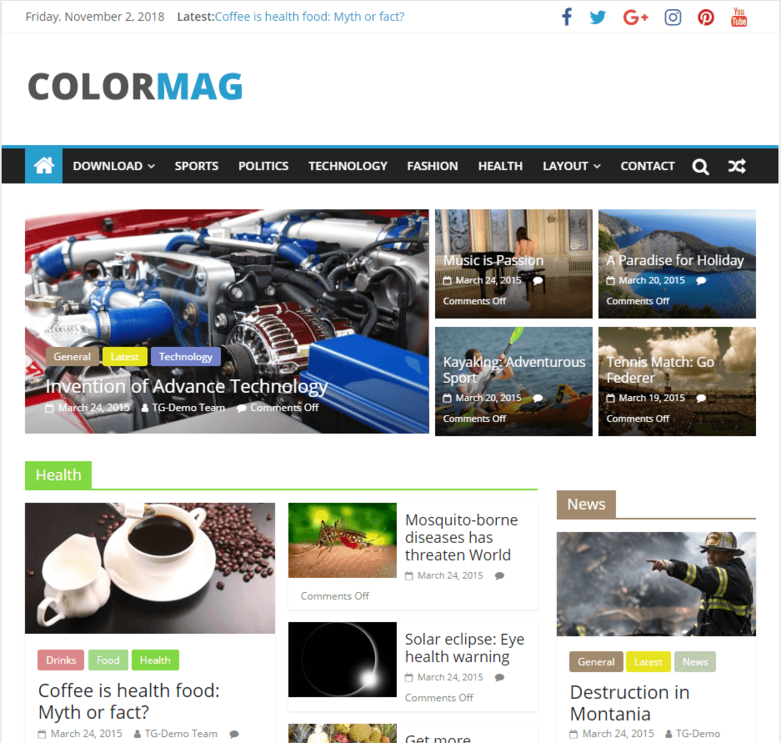 colormag- how to create a news website in WordPress