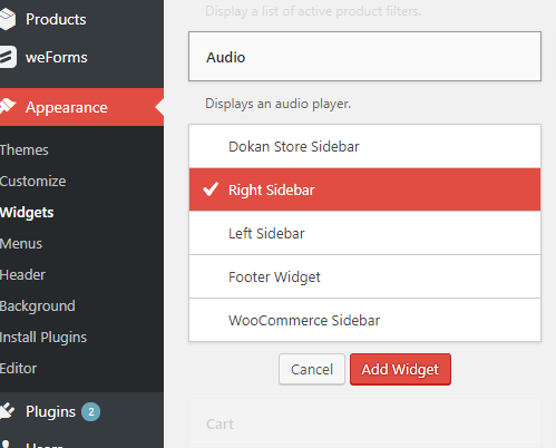 Adding WordPress Widget Add-widgets-in-Widget-area