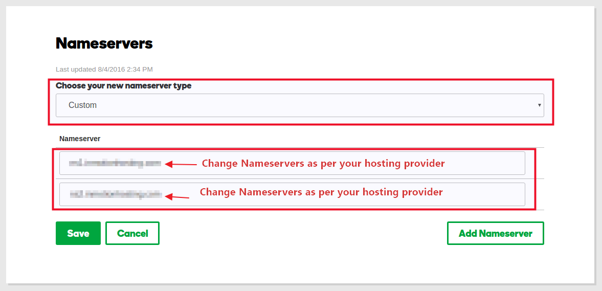 Change Domain Nameserver
