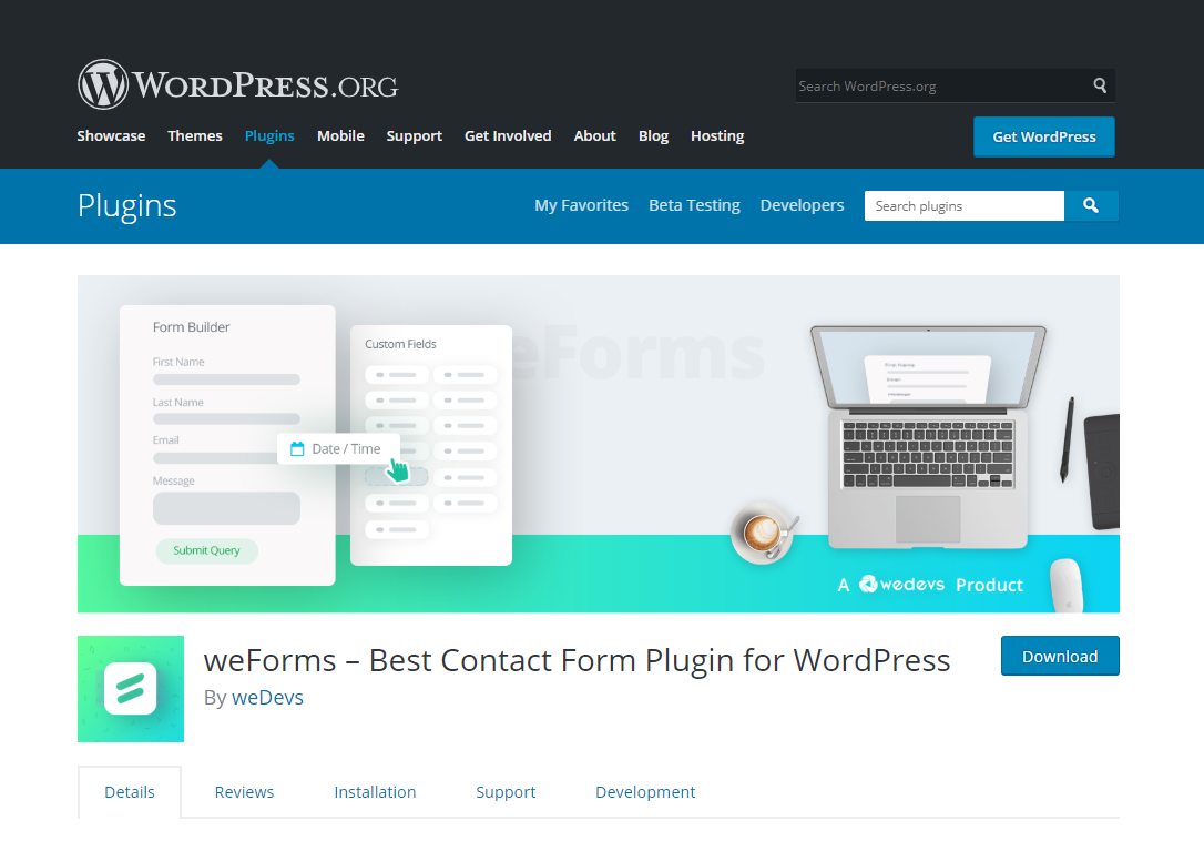 weForms- create e-commerce website using WordPress