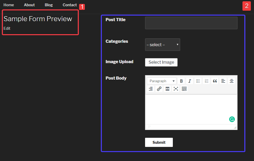 form preview- allow users to submit posts