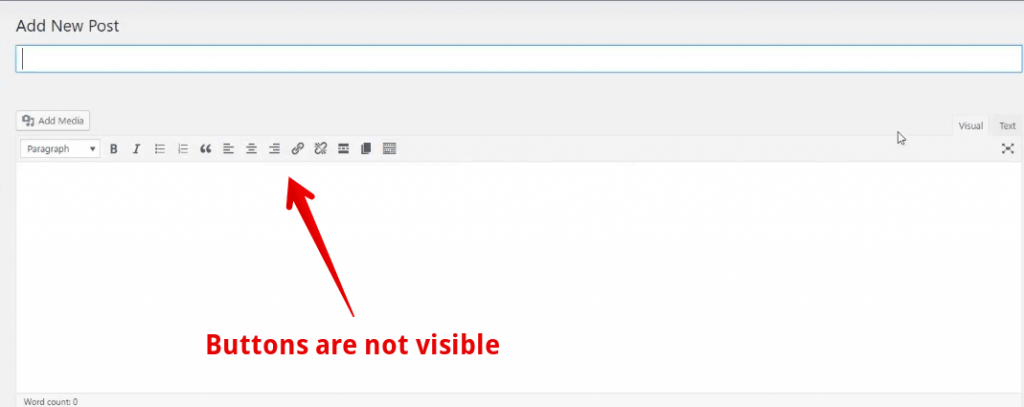 White text and missing buttons in WordPress visual editor buttons are not visible