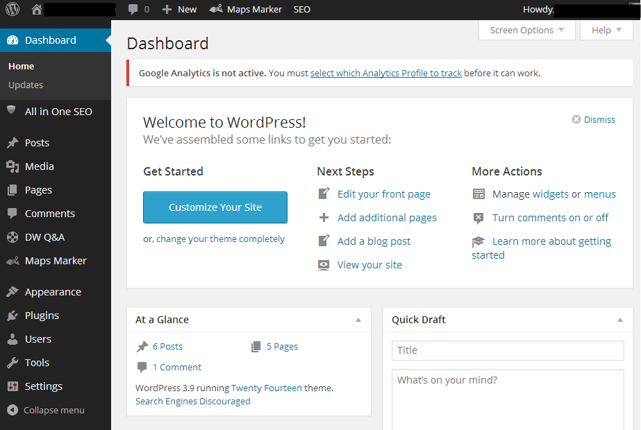 WordPress Dashboard