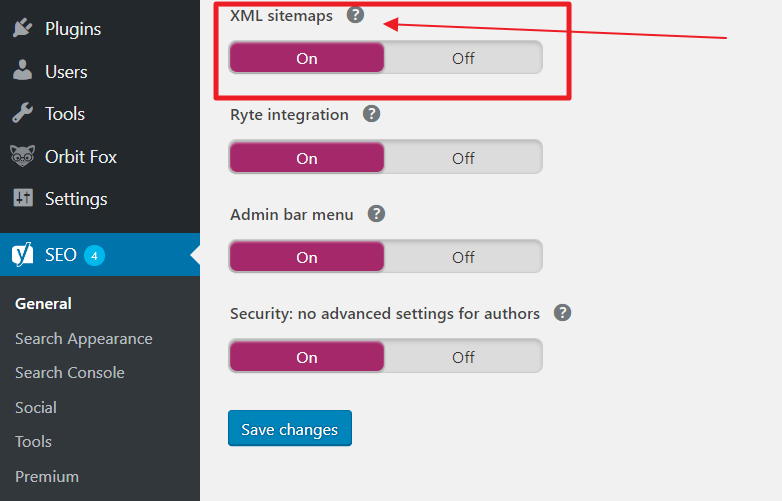 Enable XML Sitemap Yoast