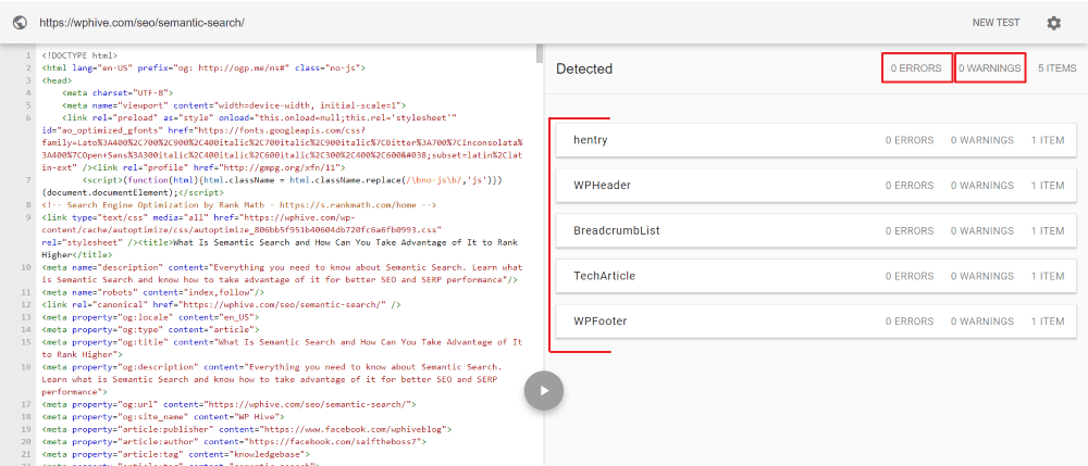 WordPress Schema Structured Data Testing Tool