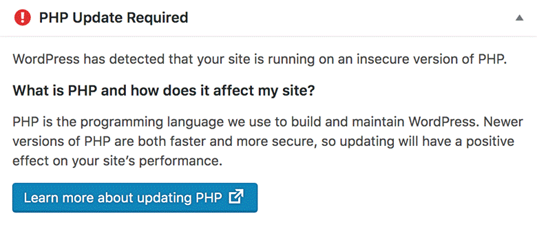 WordPress 5.2 PHP Requirement