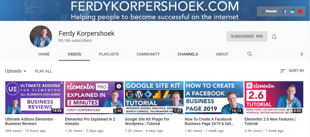 Ferdy Korpershoek YouTube Channel