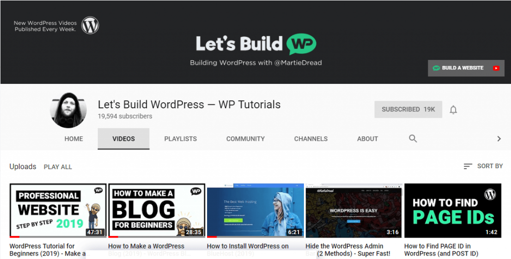Let's Build WordPress YouTube Channel