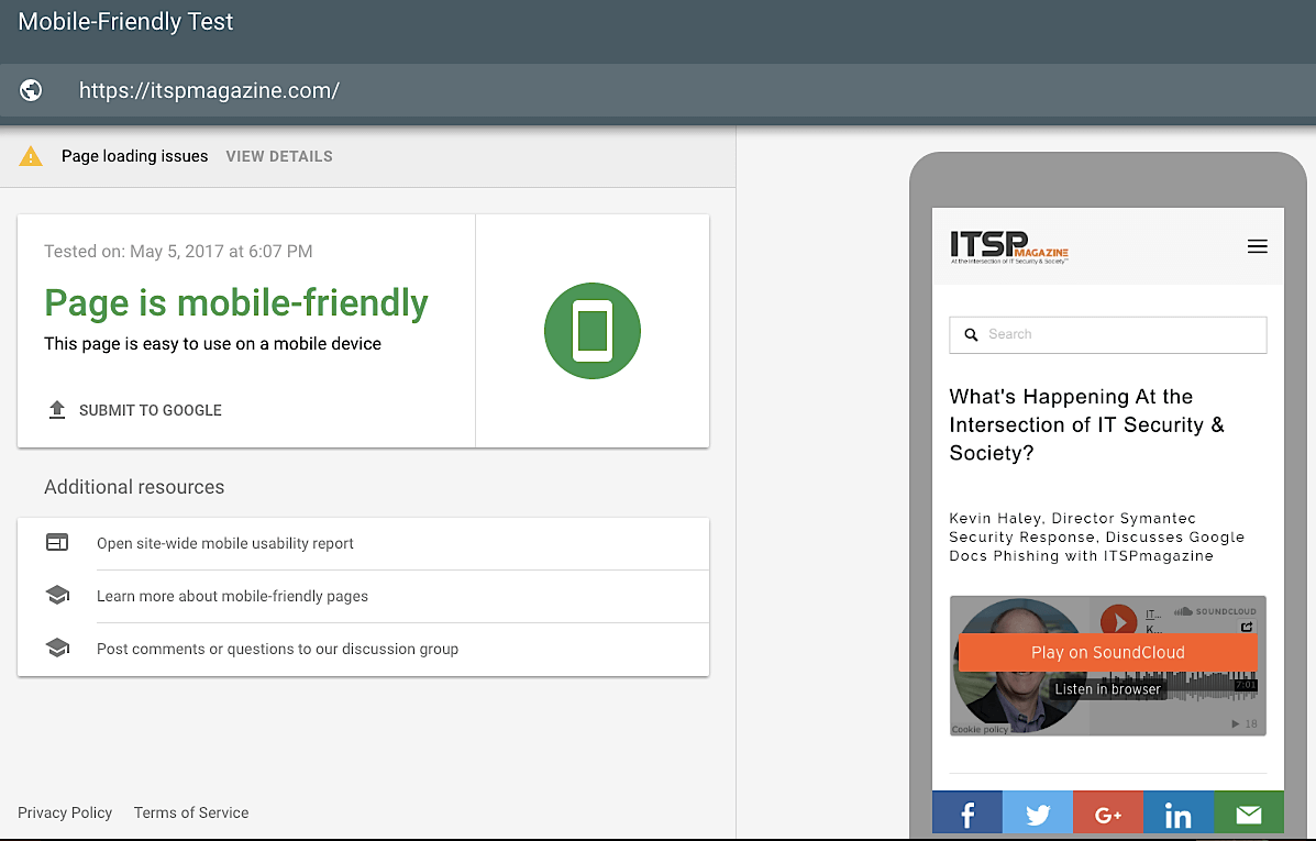 Mobile Friendly Test Tool