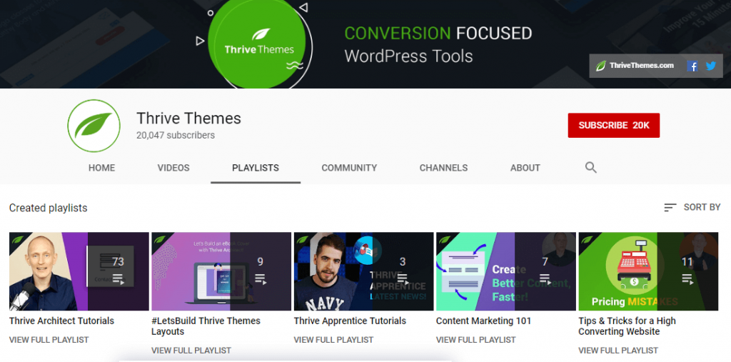 Thrive Themes YouTube channel