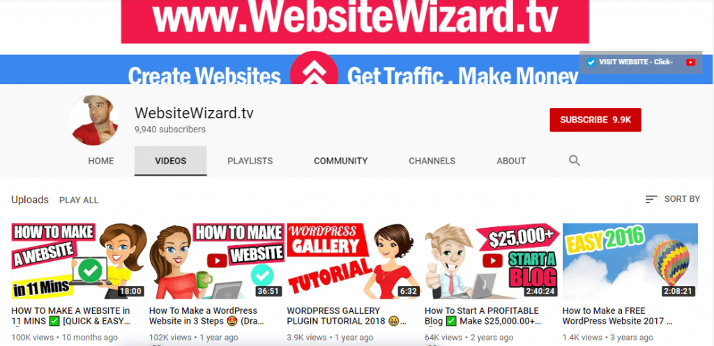 WebsiteWizard.tv YouTube channel