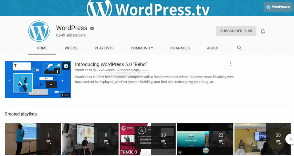 WordPress.tv YouTube Channel