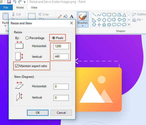 iresize in pixels method width