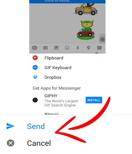 Dropbox Messenger Send Cancel