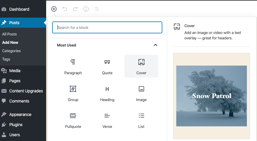 WordPress Block Previews