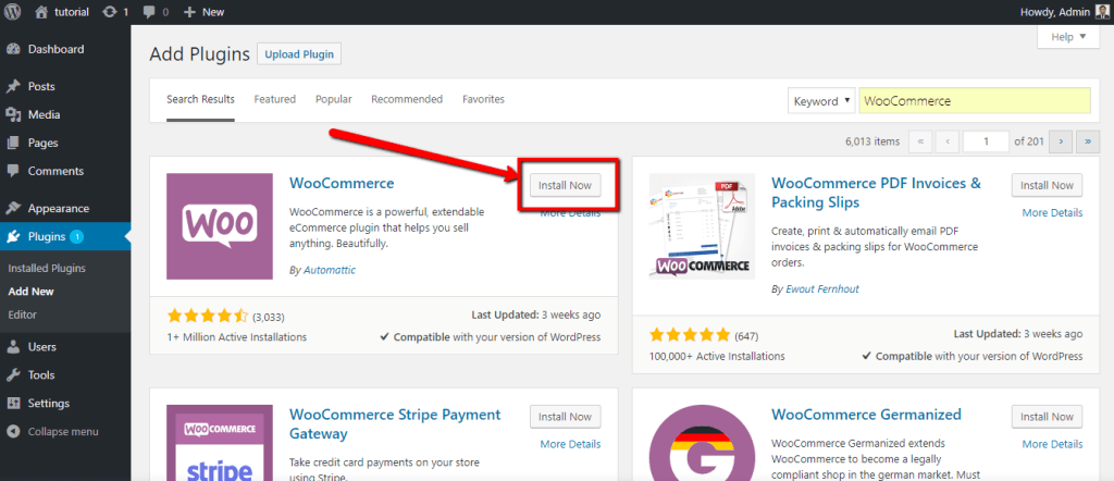 Install WooCommerce