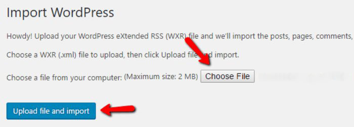 Migrate WordPress.com to WordPress.org-Choose File