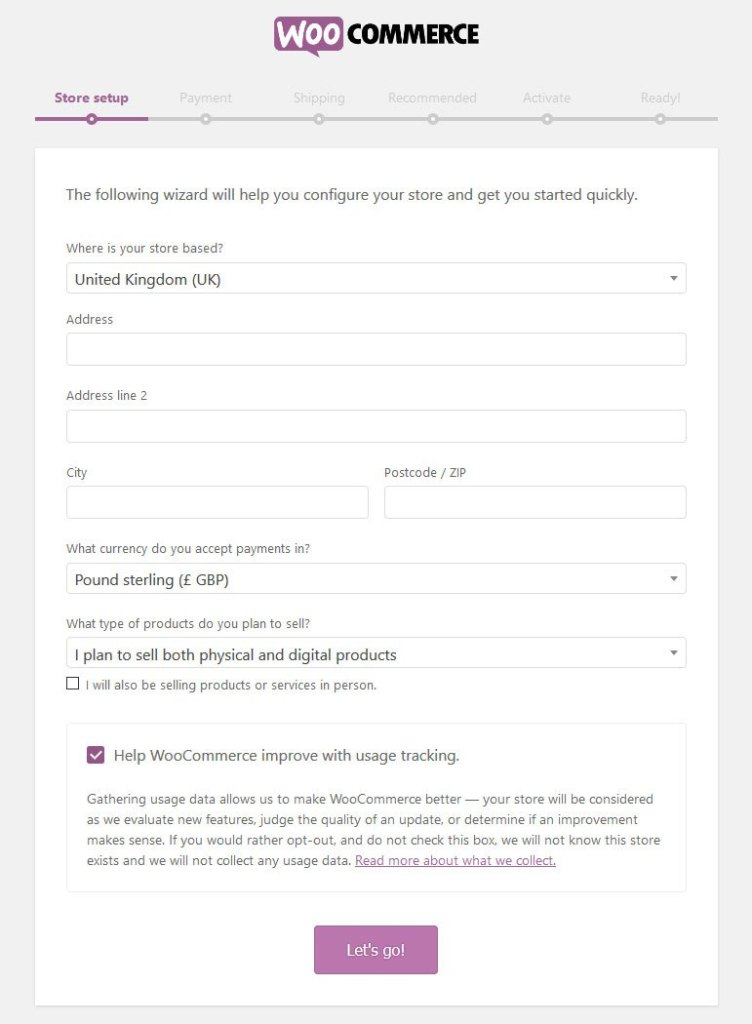 WooCommerce Setup Wizard