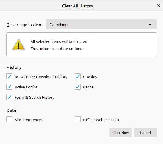 Clear History from Firefox 1