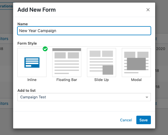 weMail opt-in forms