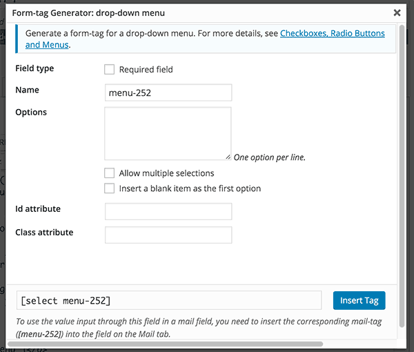 Advance options for contact form 7