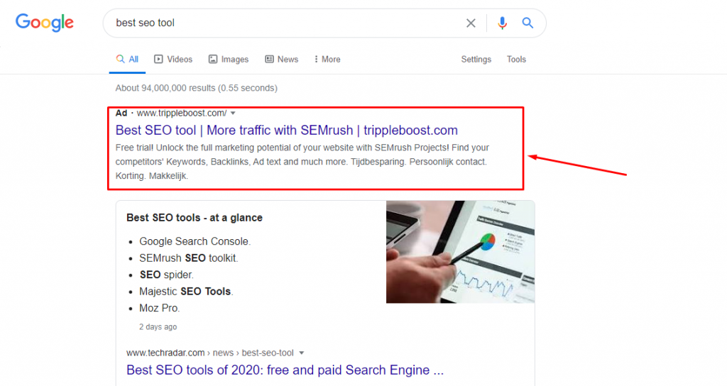 Paid Search Result