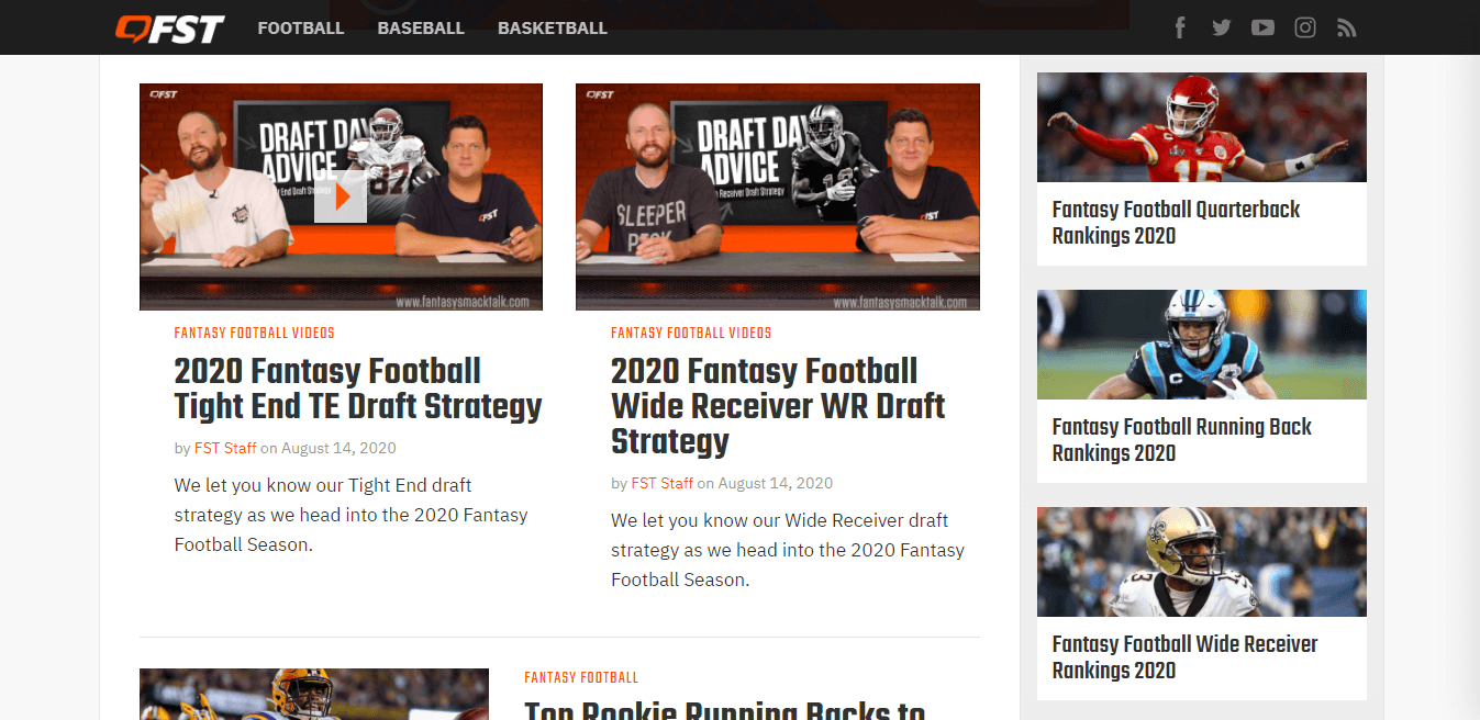 sports blog made with WordPress