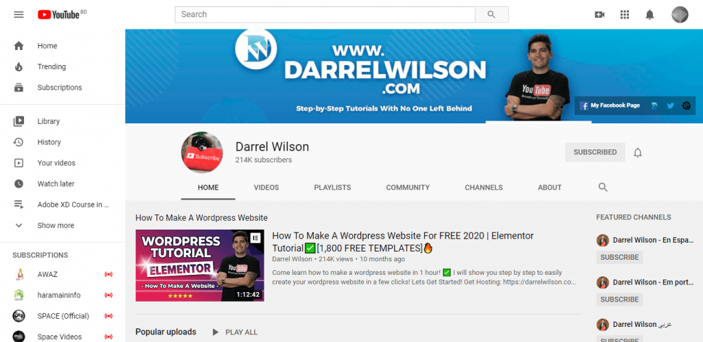 Darrel Wilson YouTube Channel