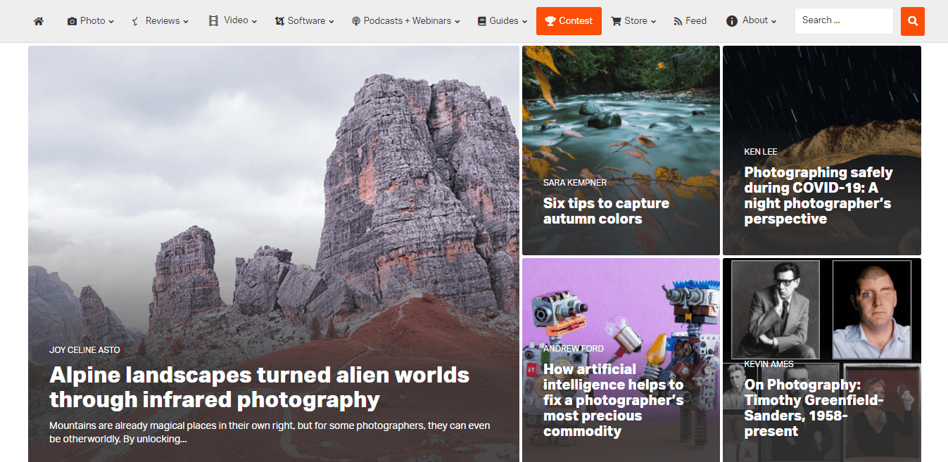 Example of a WordPress photography website