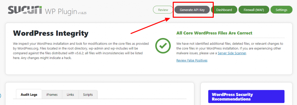 Generate API Key for Sucuri 