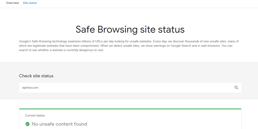 Google Safe Browsing Site Status