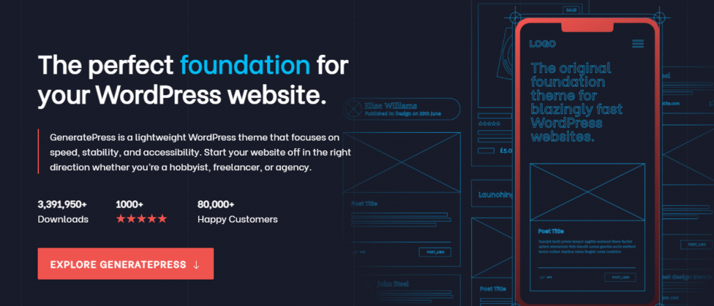 GeneratePress theme for WordPress business website 