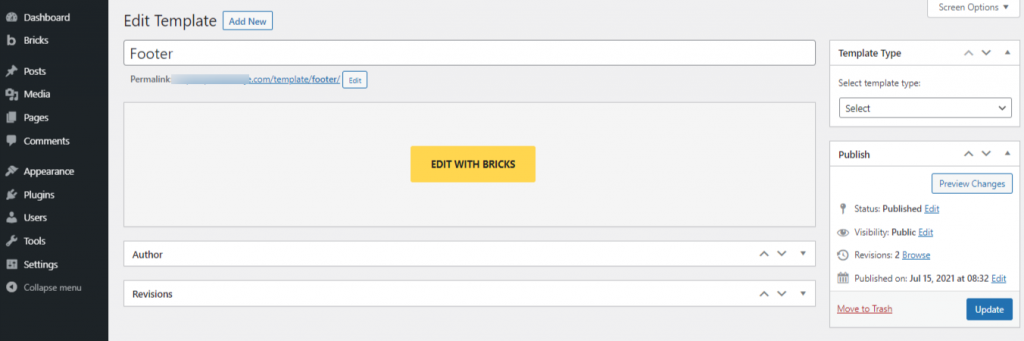 Editing Template with Bricks Builder