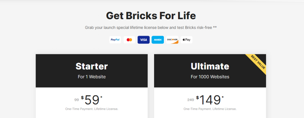 Bricks Builder Pricing