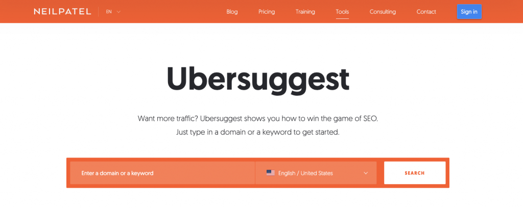 Ubersuggest link checker tool