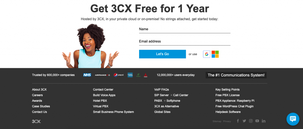 3cx trail version- free for 1 year 