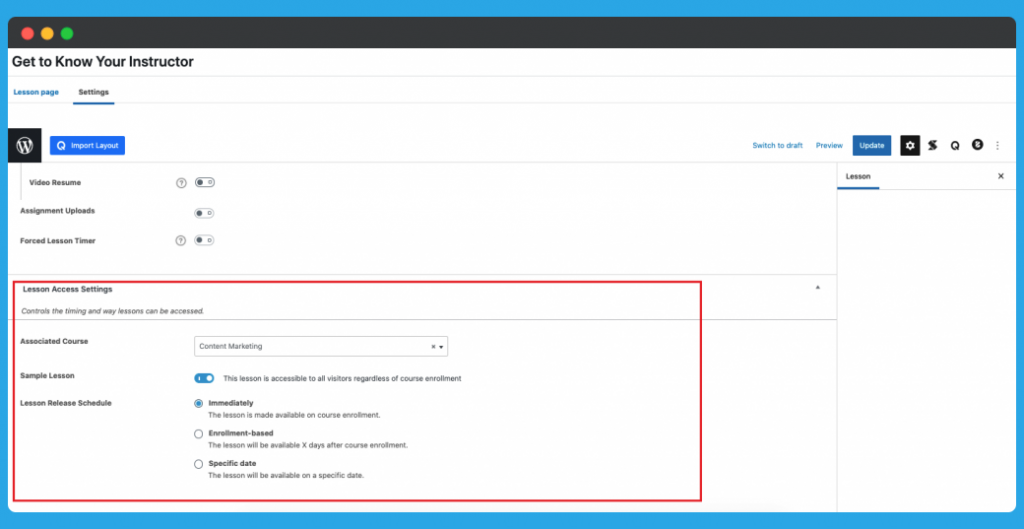 LearnDash Restrict Lesson Access