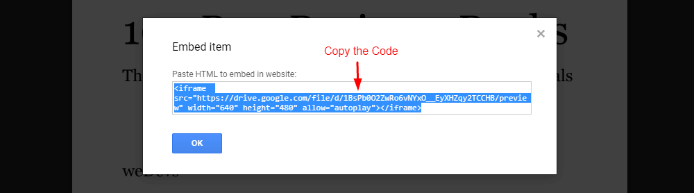 Copy the HTML Code