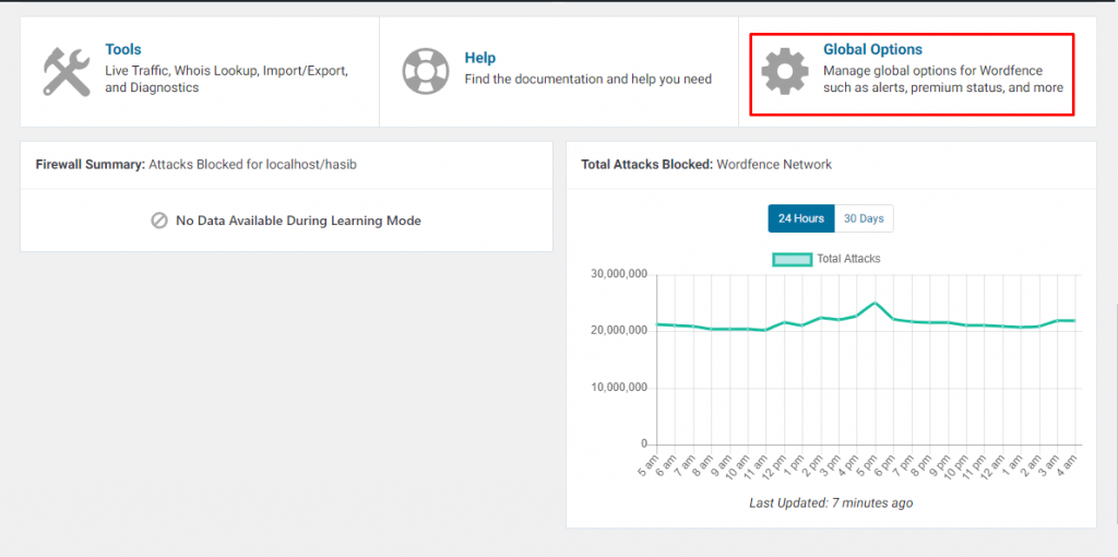Global Options of Wordfence Security