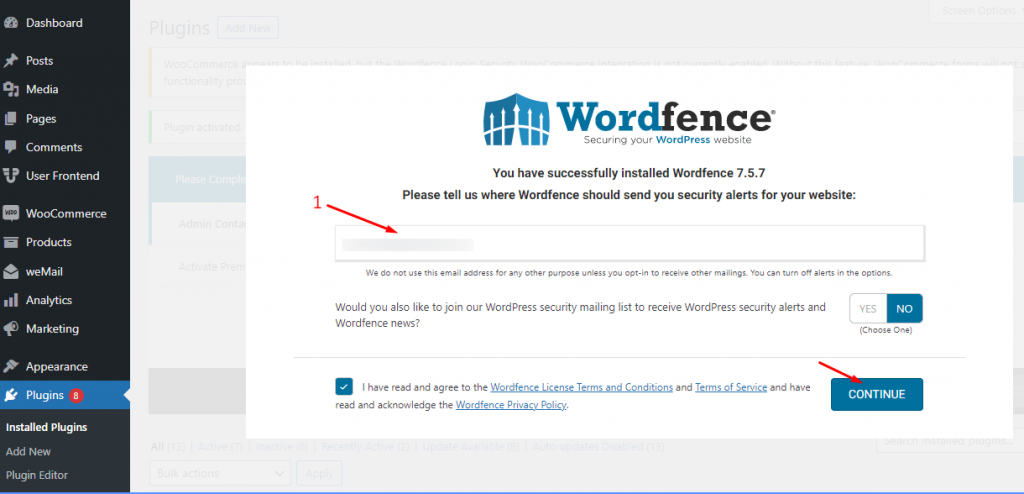 Wordfence Welcome Page