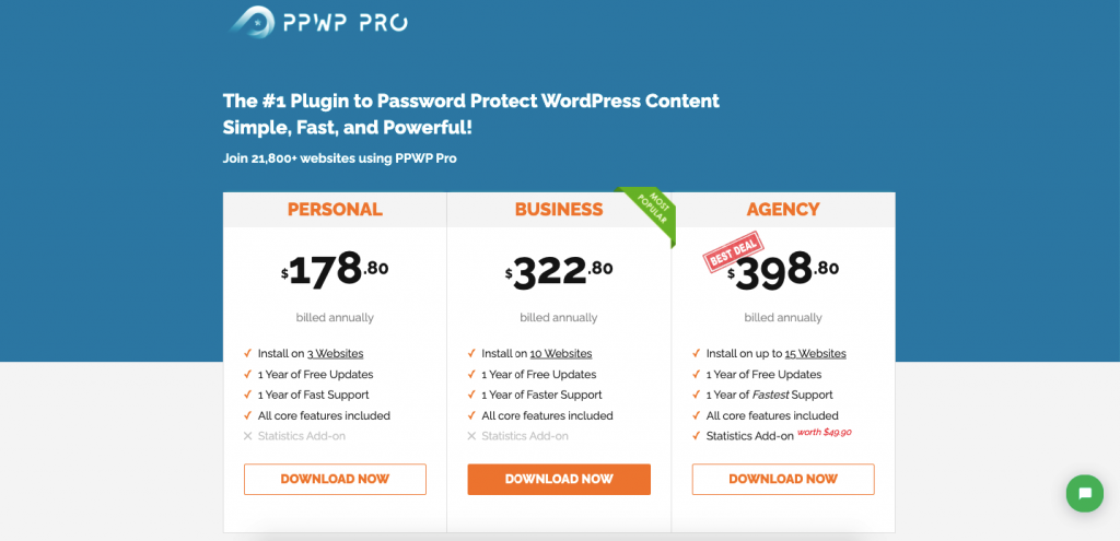 Password Protect WordPress - Pricing
