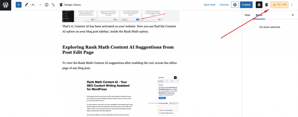 Accessing Rank Math SEO Suggestions