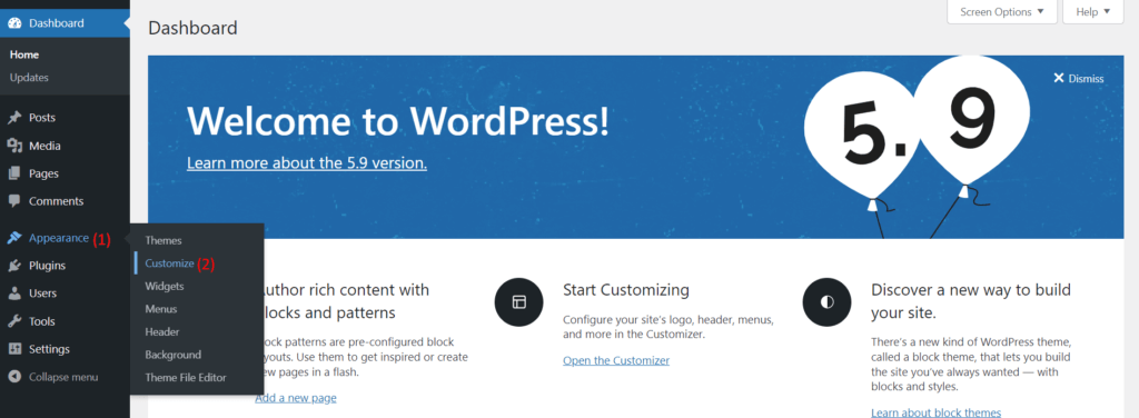Open WordPress Custom CSS