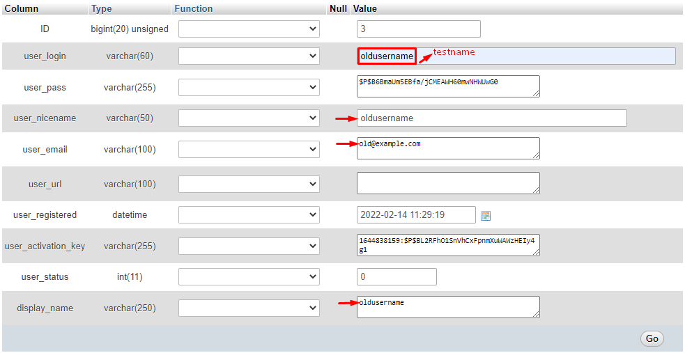 Edit the Existing Username