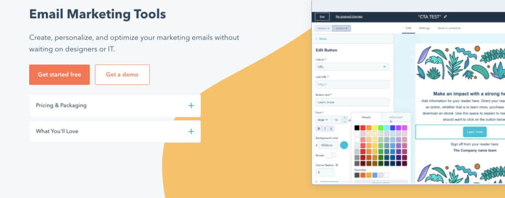 Hubspot email marketing tool