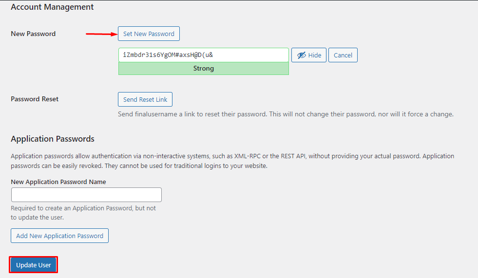 Change WordPress Password for a User