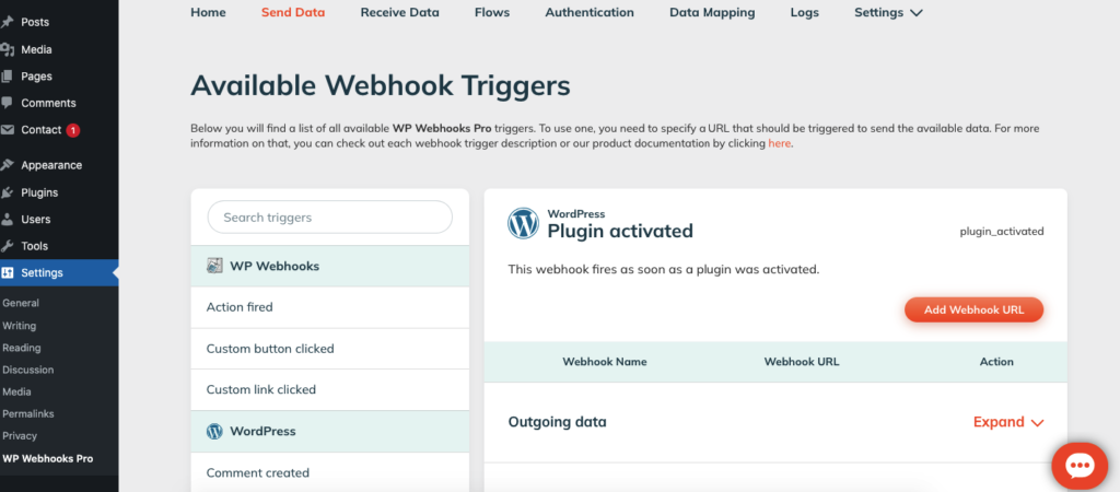 WP Webhooks Settings